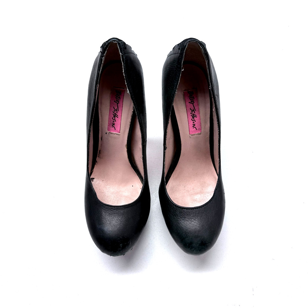 BETSY Johnson Pink black corset lace up stiletto heel 7.5m 5"